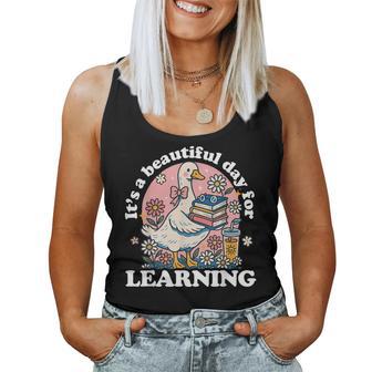It's A Beautiful Day For Learning Cute Goose Teacher Women Tank Top - Thegiftio UK