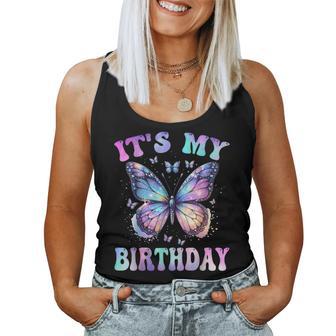 It's My Birthday Tie Dye Birthday Girl Butterfly Family Women Tank Top - Thegiftio UK