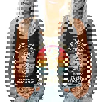 Just A Girl Who Loves Dinosaurs おもしろレトロ恐竜 T-Rex レディースタンクトップ - Kawaiitshirt