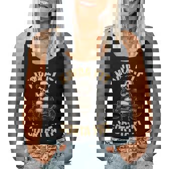 Kinda Fit Sorta Fat Gym Panda Weightlifting Workout Women Tank Top - Monsterry