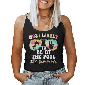 Most Likely To Be At The Pool All Summer End Of Year Teacher Women Tank Top - Thegiftio UK