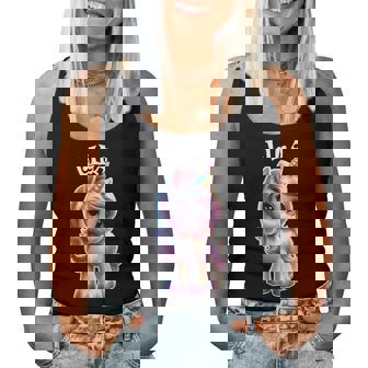 Lila かわいいユニコーンデザイン 女の子用 名前 Lila レディースタンクトップ - Kawaiitshirt