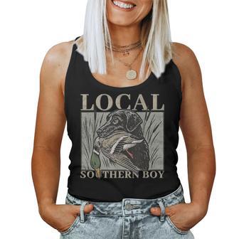 Local Southern Boy Duck Hunting Black Lab Outdoor Vintage Women Tank Top - Monsterry