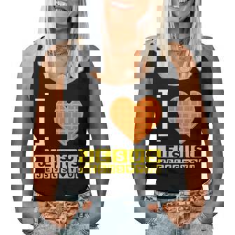 I Love Jesus Waffle Heart Christian Breakfast Women Tank Top | Seseable FR