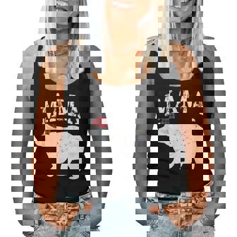 Mama Bear Xmas Buffalo Plaid Lights Matching Family Pajama レディースタンクトップ - Kawaiitshirt