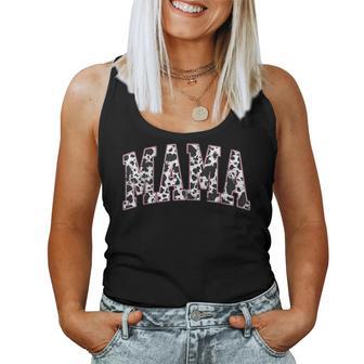 Mama Pink Cow Print Western Retro Varsity Cute Women Tank Top - Thegiftio