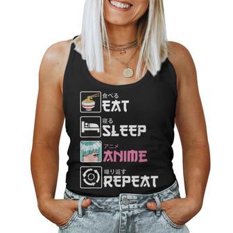 Manger Sleep Anime Répéter Kanji Kawaii Otaku Anime Girl Débardeur pour femme - Cadeauxyz