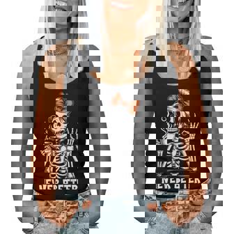 Messy Bun Coffee Never Better Skeleton Coquette Bow Women Tank Top | Seseable CA