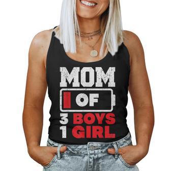Mom Of 3 Boys And 1 Girl Battery Low Mother's Day Women Tank Top - Thegiftio UK