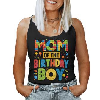 Mom Of The Birthday Boy Building Block Birthday Party Women Tank Top - Thegiftio