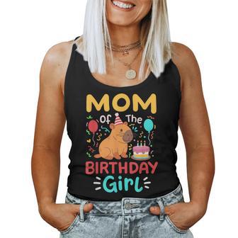 Mom Of The Birthday Girl Cute Capybara Bday Family Matching Women Tank Top - Thegiftio