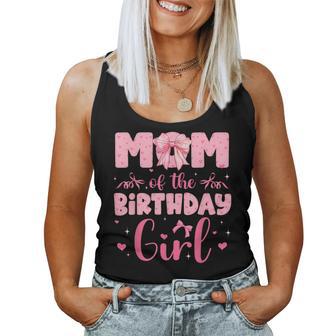 Mom Of The Birthday Girl Family Pink Coquette Bow Women Tank Top - Thegiftio UK