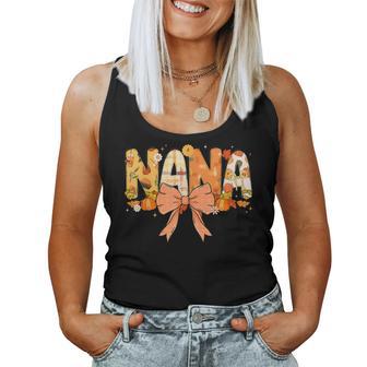 Nana Pumpkin Fall Coquette Bow Thanksgiving Mom Women Women Tank Top - Thegiftio UK
