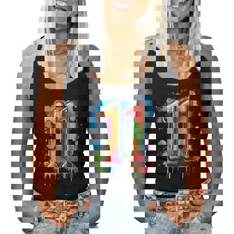 Number 11 11Th Birthday Eleven Year Old Boys Girls Graffiti Women Tank Top - Thegiftio