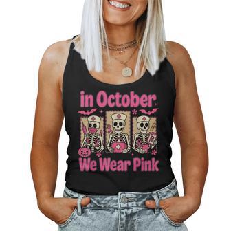 In October We Wear Pink Nurse Skeleton Breast Cancer Women Tank Top - Thegiftio UK