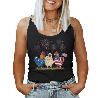 Patriotic Chicken Squad July 4Th Humor American Flag Women Women Tank Top - Thegiftio UK