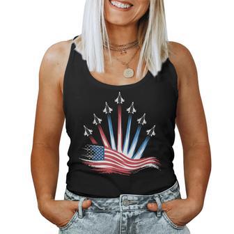 Patriotic Usa Flag Fighter Jets Boys 4Th Of July Women Women Tank Top - Thegiftio UK