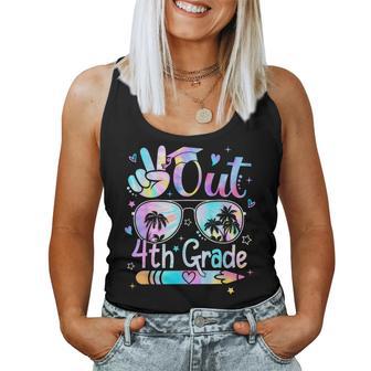 Peace Out Fourth Grade Cute Tie Dye Last Day Of 4Th Grade Women Tank Top - Thegiftio UK