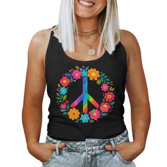 Peace Love Flower Power Retro Hippie Kostüm Tie Dye 60Er 70Er Jahre Tank Top Frauen - Geschenkecke