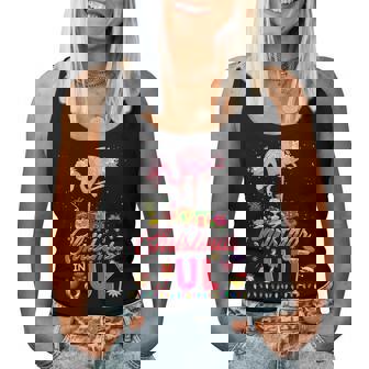 Pink Flamingo In Santa Hat Christmas In July Girl Women Women Tank Top - Thegiftio