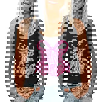 Pink Out Football Bow Preppy Breast Cancer Awareness Women Women Tank Top - Thegiftio