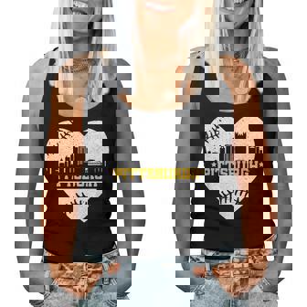 Pittsburgh Lovers Skyline Retro Baseball Heartbeat Women Women Tank Top | Mazezy