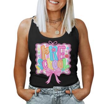 Preschool Back To School Bow Cute Coquette Preschool Girls Women Tank Top - Thegiftio UK