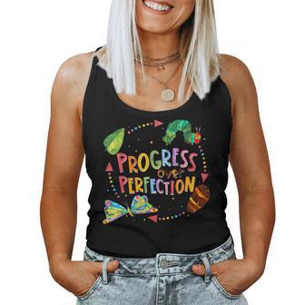 Progress Over Perfection Caterpillar Teacher Back To School Women Tank Top - Thegiftio UK