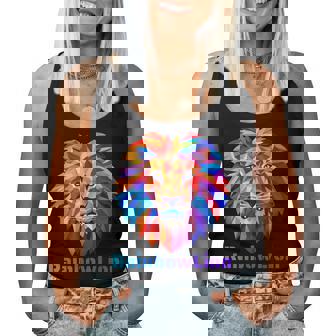 Rainbow Lion レインボー ライオン かっこいい おしゃれ レディースタンクトップ - Kawaiitshirt