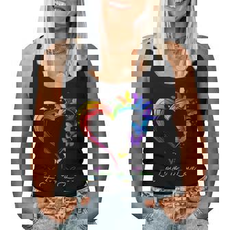 Rainbow Love Is Love Lgbt Gay Lesbian Pride Butterfly Heart Women Tank Top | Mazezy