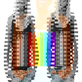 Rainbow レインボー《虹 カラー》【デザインアート】文字 7色 カラフル レディースタンクトップ - Kawaiitshirt