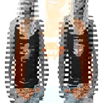 Red Panda In A Bag Cute Love レッドパンダバッグ レディースタンクトップ - Kawaiitshirt