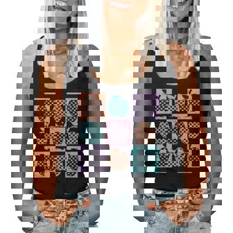 Retro Checkered Summer School Teacher Apple Teacher Apple Women Tank Top | Seseable CA