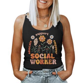 Retro Social Worker Vintage Flower Social Work Life Women Tank Top - Thegiftio UK