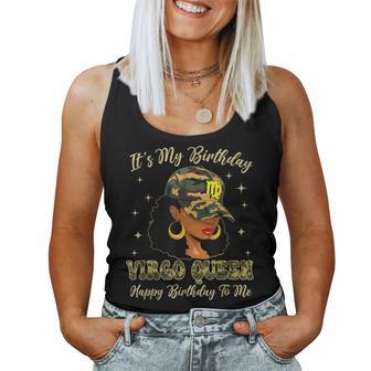 Retro Virgo Queen Black Woman With Cap Camo It's My Birthday Women Tank Top - Thegiftio UK