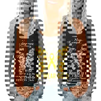 Retro I Wear Gold For Childhood Cancer Awareness Butterfly Women Tank Top | Mazezy