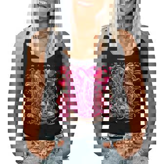 Roses Cowgirl Boots Girl Cowboy Pink Hat Women Tank Top - Thegiftio