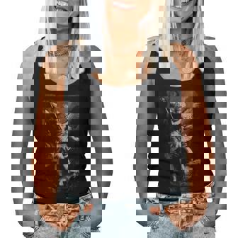 Saint Michael The Archangel Defeating Satan Christian Women Tank Top - Thegiftio