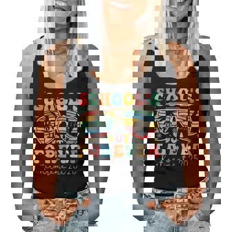 School's Out Forever Retired Teacher 2025 Groovy Retirement Women Tank Top - Thegiftio