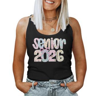 Senior 2026 Pastel Floral Patchwork Letters With Lace Bow Women Tank Top - Thegiftio UK