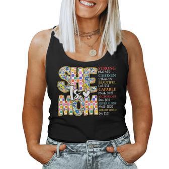 She Is Mom Strong Chosen Beautiful Floral Women Tank Top - Thegiftio UK