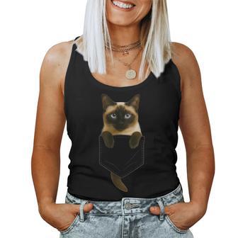 Siamese Cat Pocket Cat Mom Cat Dad Cat Lover Women Tank Top - Thegiftio