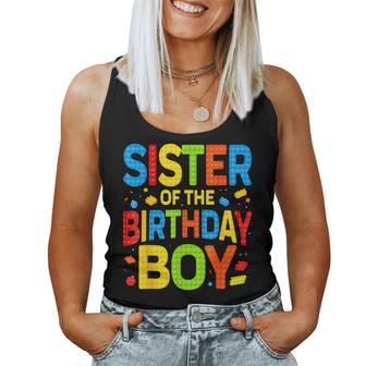 Sister Of The Birthday Boy Building Block Birthday Party Women Tank Top - Thegiftio