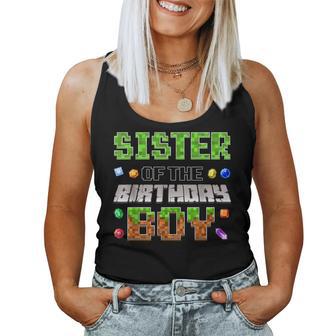 Sister Of The Birthday Boy Game Pixel Number Birthday Party Women Tank Top - Thegiftio UK