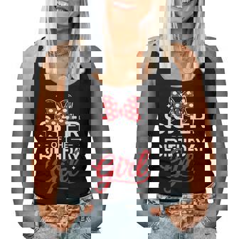 Sister Of The Birthday Girl Cute Pink Family Matching Bow Women Tank Top - Seseable