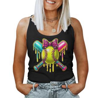 Softball Girl Drip For Ice Cream Lover Drip Softball Bat Women Tank Top - Thegiftio UK