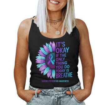 Suicide Prevention Awareness Sunflower Purple Teal Ribbon Women Tank Top - Thegiftio UK