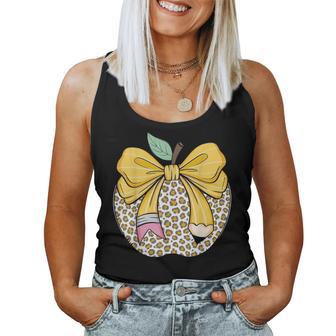 Teacher Coquette Pencil Bow And Apple Teacher Women Tank Top - Thegiftio UK