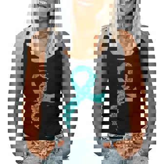 Teal Ribbon Supporter Ovarian Cancer Awareness Women Tank Top - Thegiftio