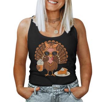 Thanksgiving For Turkey Drinking Coffee Leopard Women Tank Top - Thegiftio UK